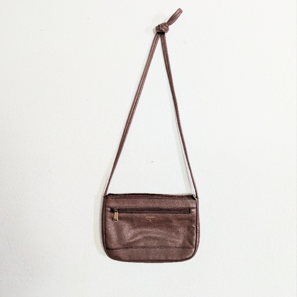 Fossil Leather Brown Crossbody Bag